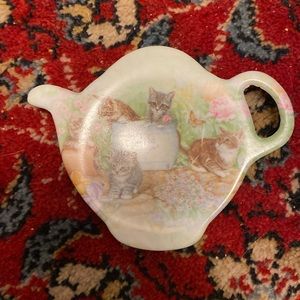 Vintage teabag holder with kittens made in Italy